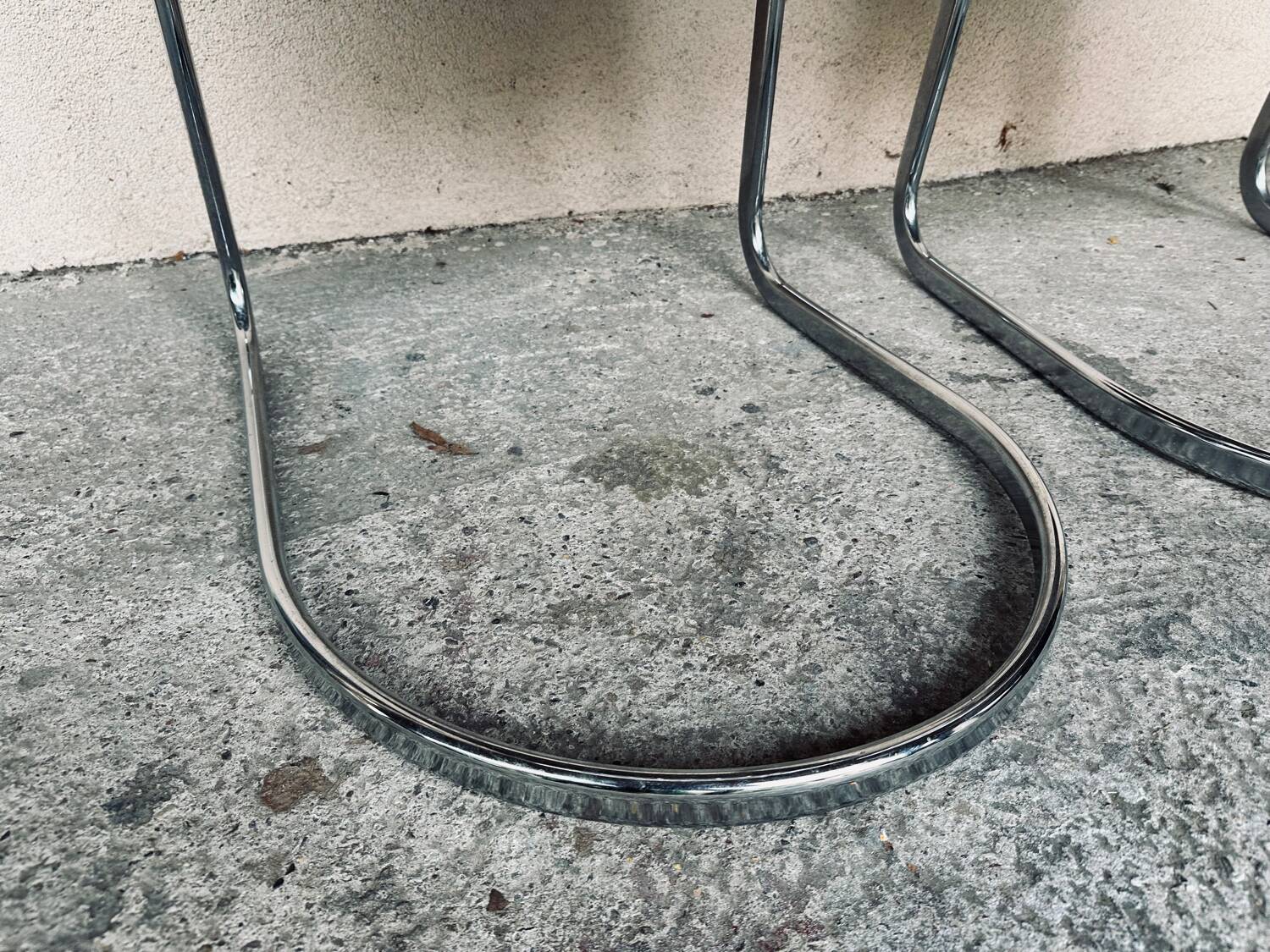 Vintage sled chair by Gastone Rinaldi in chrome wire, 1970s made in Italy