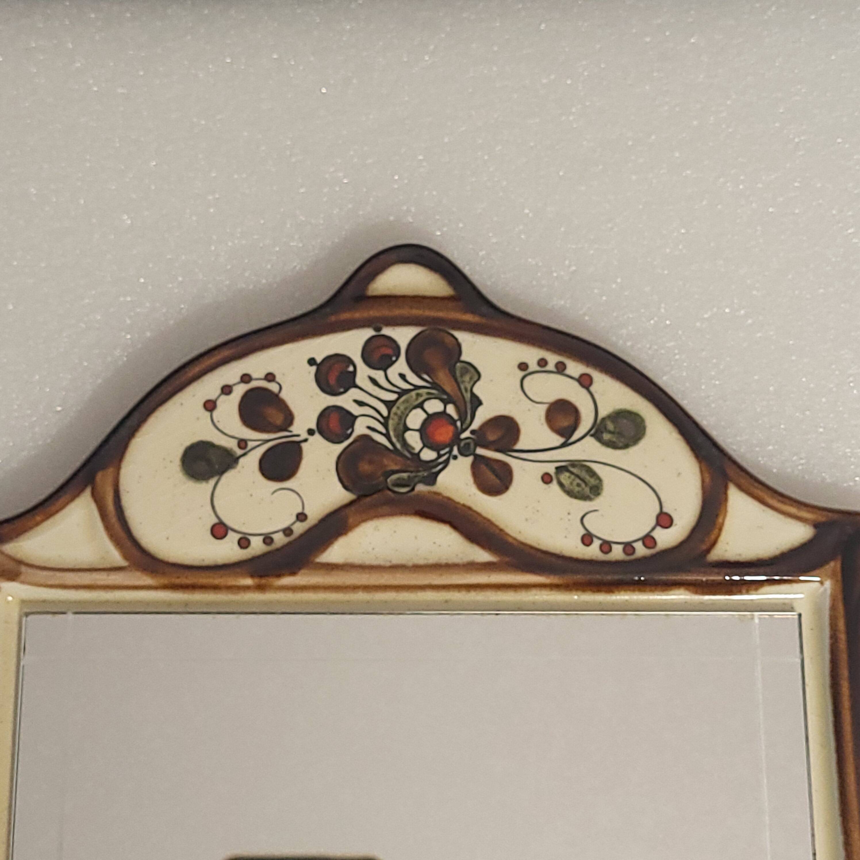 Majolika ceramic mirror, 1950-60