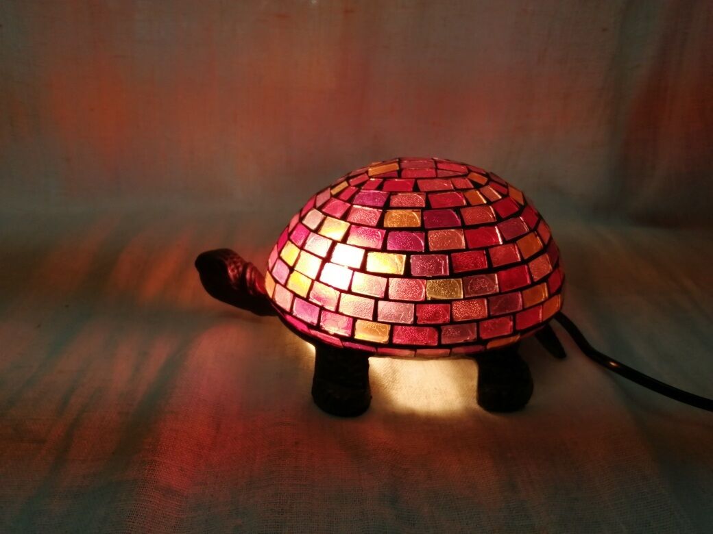 Mosaic and fonte glass turtle lamp