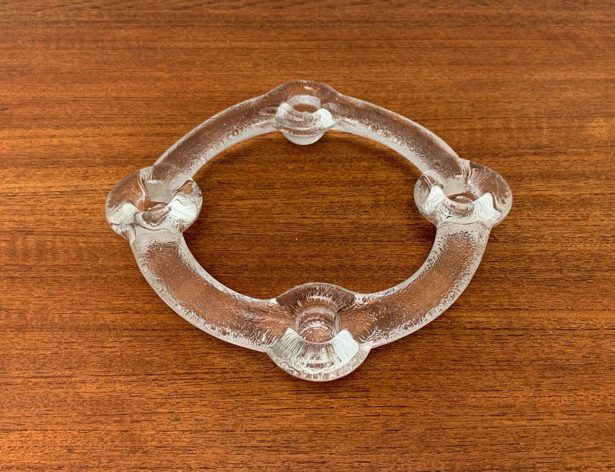 Swedish glass candle holder ring from Pukeberg, 1970s