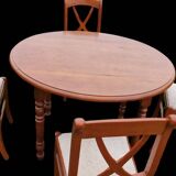 Cherry wood shutter table with two extensions + 4 chairs