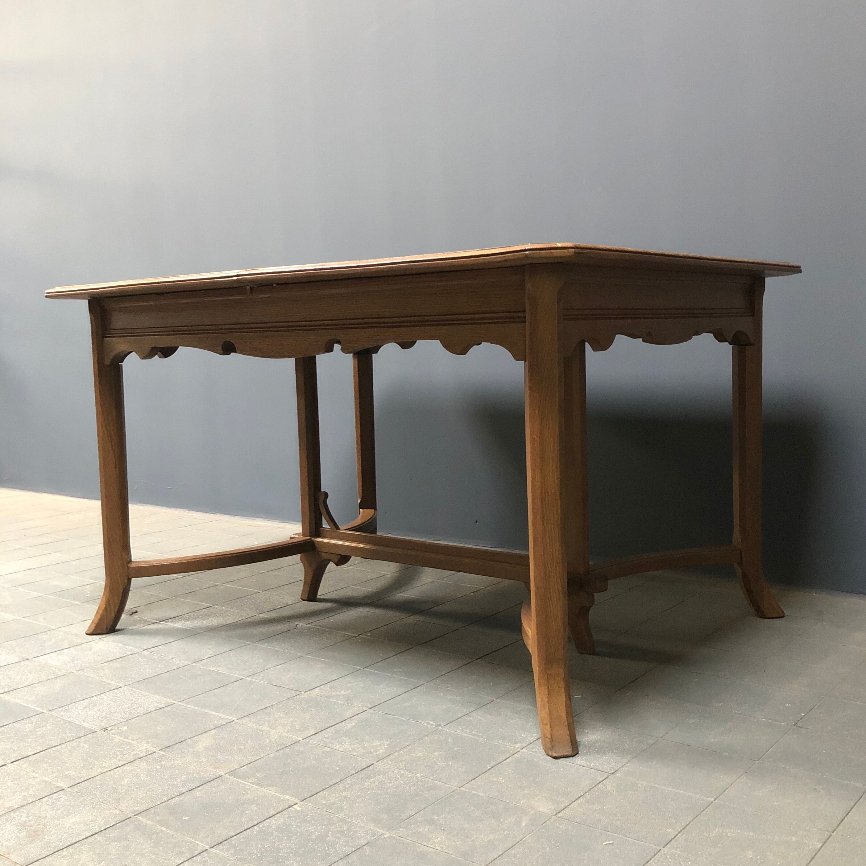 Dutch oak kitchen table in art deco style from the 1930s