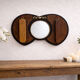 Art Deco mirror from the Amsterdam School, oak and brass set from the 1920s.