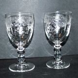 Set of 2 antique glasses in Saint-Louis crystal Model TALMA 1930 Rock crystal engraving 899
