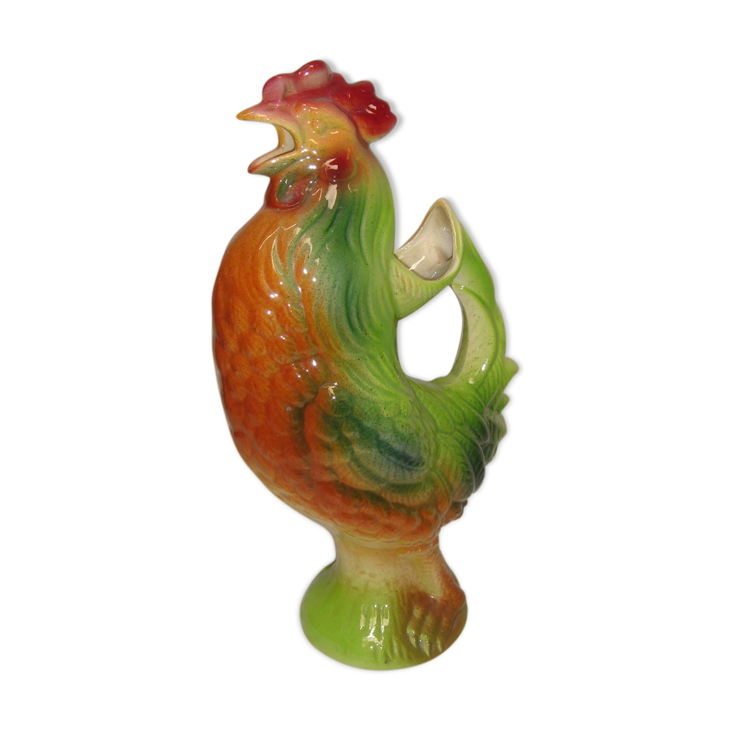 Pichet barbotine St Clément Coq, 1950/60