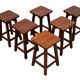 set of 6 Brutalist Solid Oak stools 1970s Holland