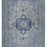 Handmade carved anatolian 1970s 191 cm x 276 cm blue rug