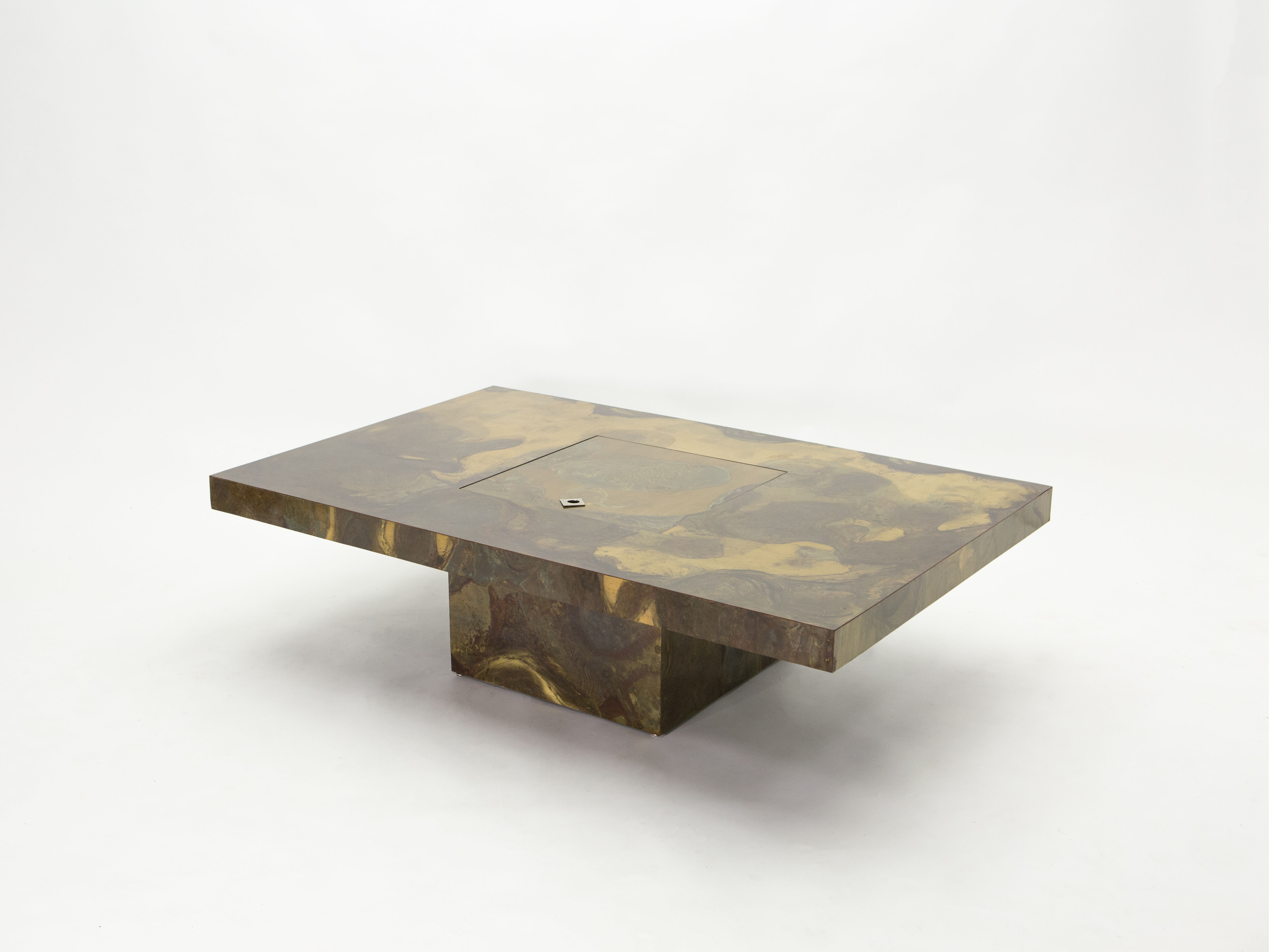 Isabelle and Richard Faure's unique patinated oxidized brass coffee table 1970