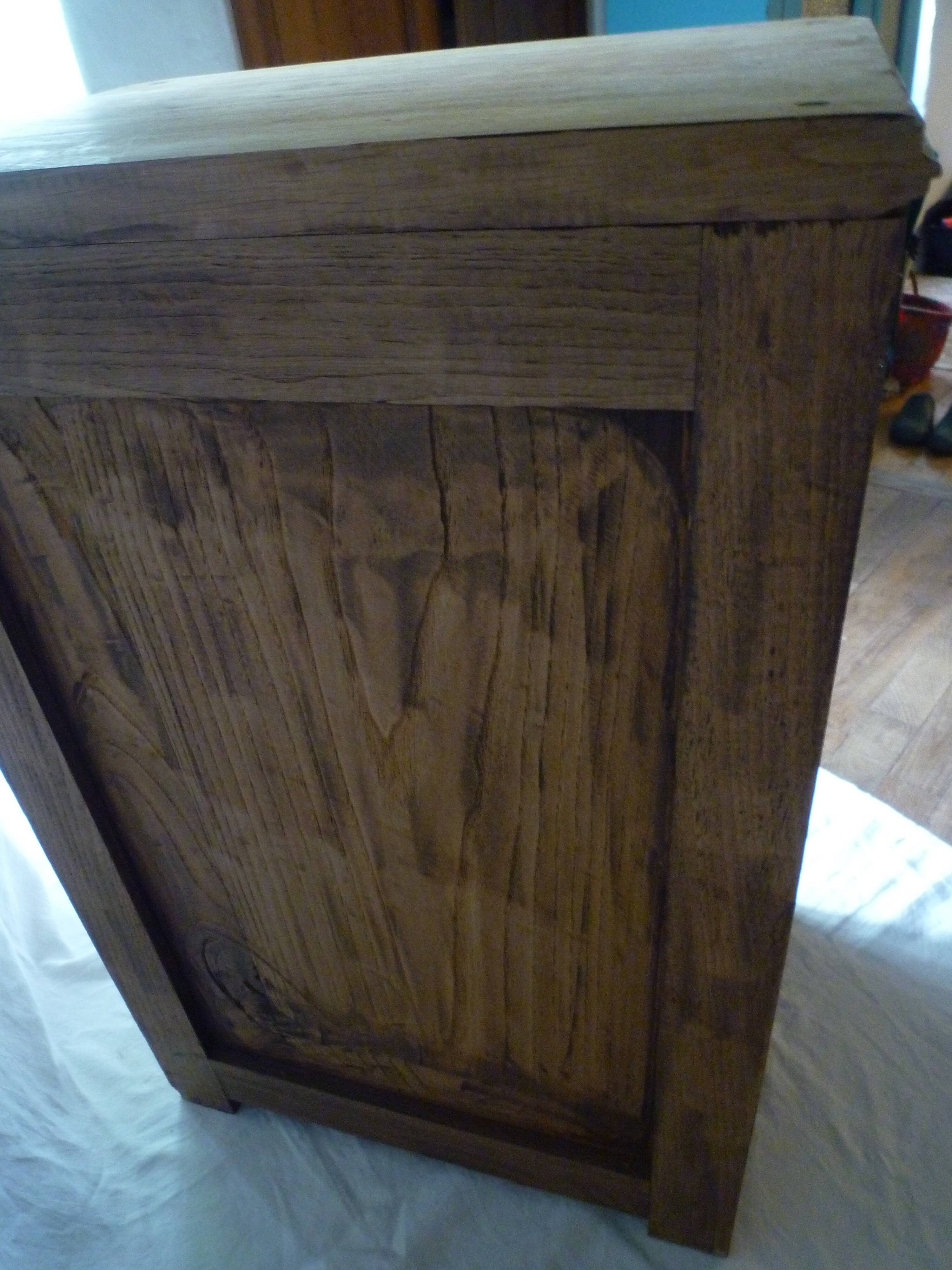 Small rustic country low cabinet in solid light oak
