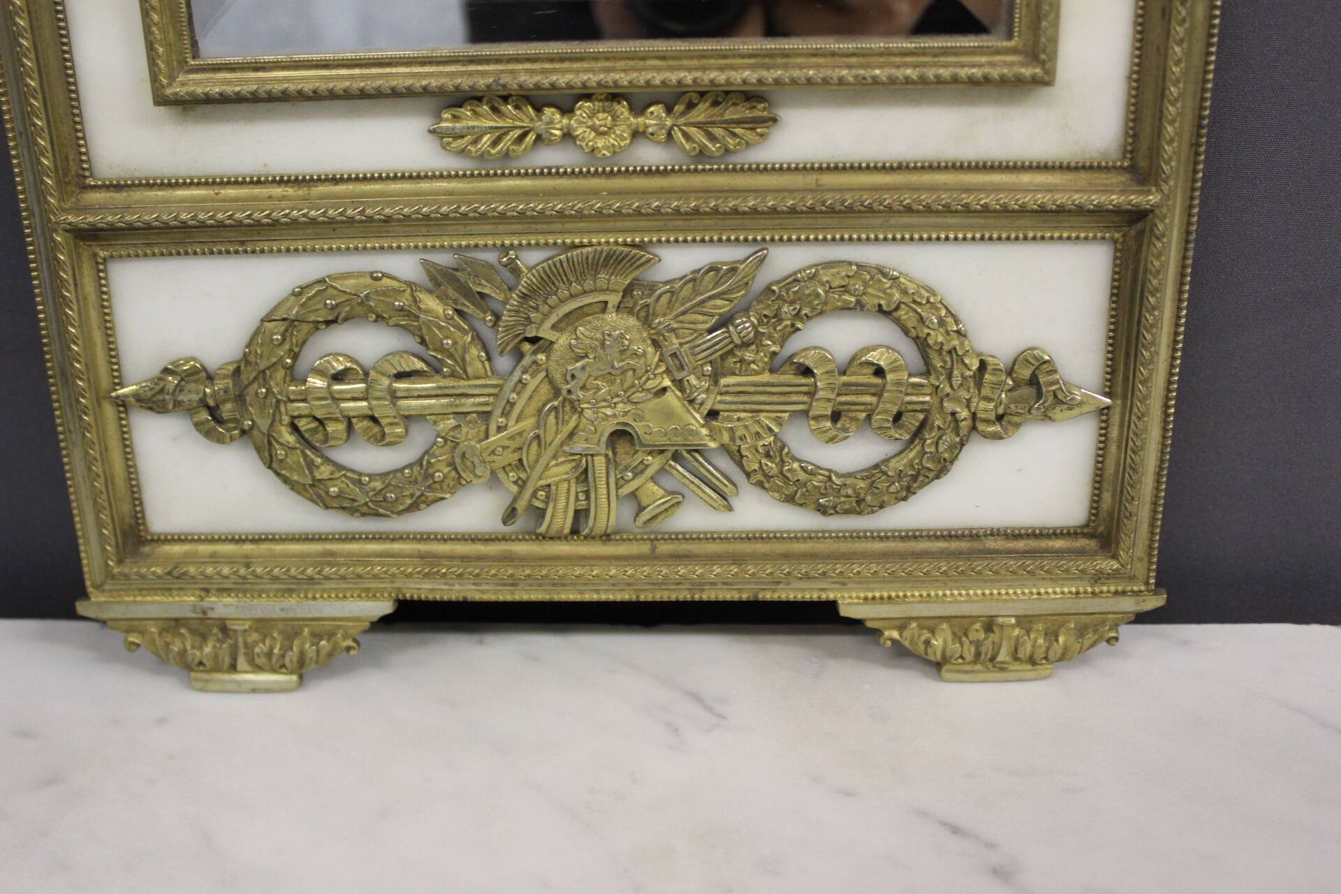 Empire mirror in bronze and marble, early 19th century