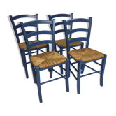 Lot of 4 decked blue chairs