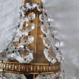 Vintage Empire Style 1950s Wall Lamp or Sconce in Gold Brass and Scream