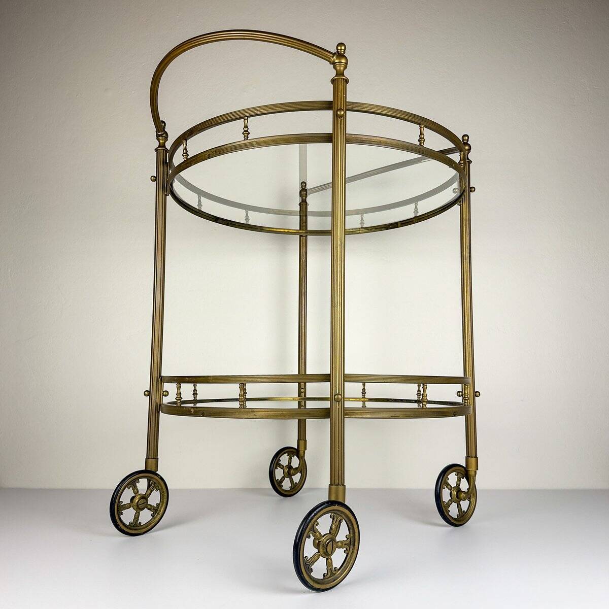 Vintage French brass bar cart, 1950s