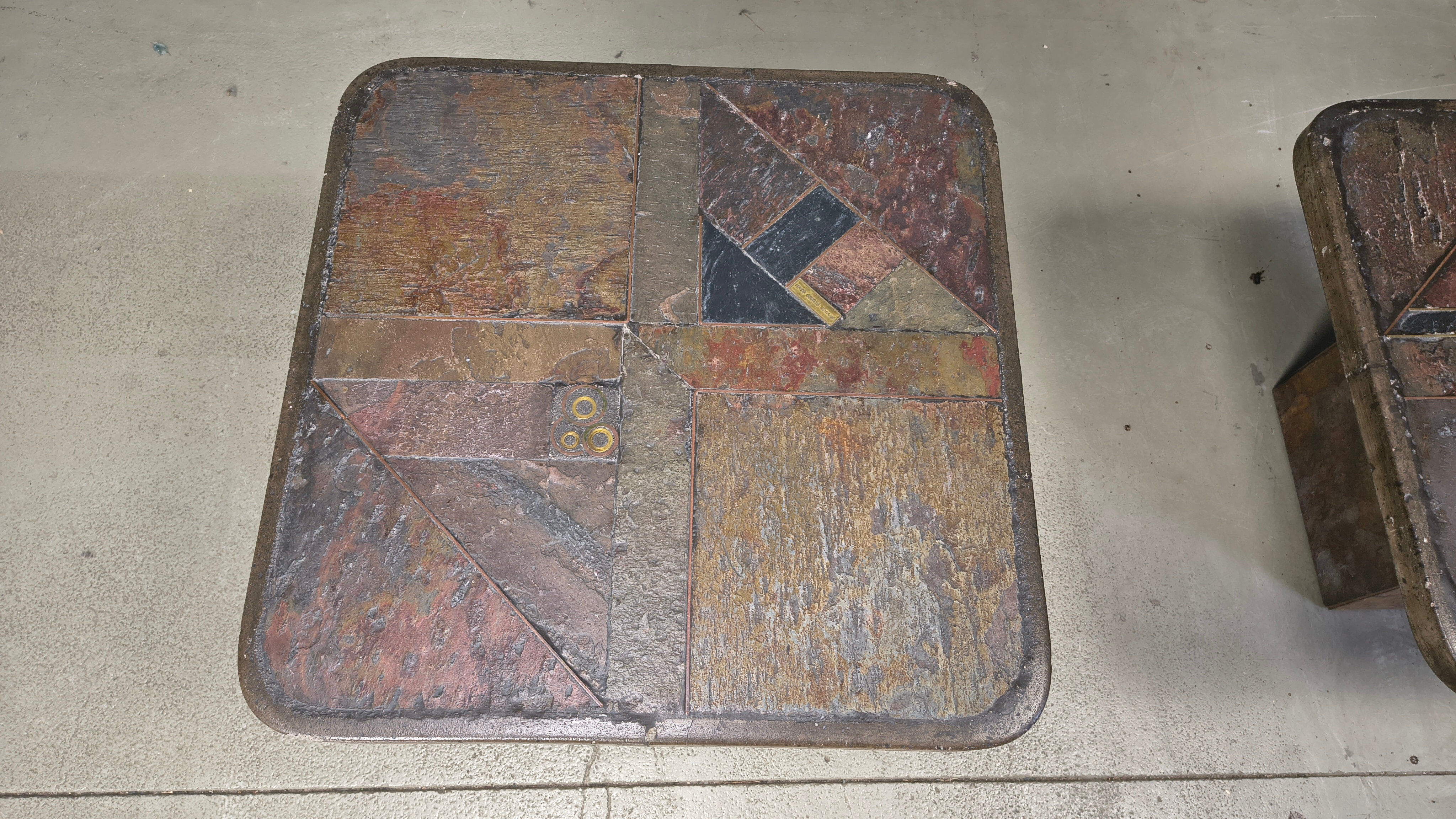 Vintage brutalist slate stone nesting tables by Design Studio Stam, 1990s