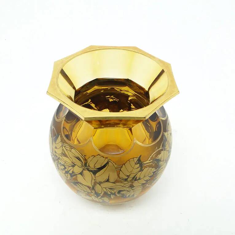 Vase, crystal, hand-painted, designed by Kamenický Šenov, Czech Republic, 19th century