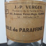Old bottle glass bottle pharmacy apothecary paraffin oil clamart