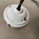 Lot 2 old vintage striated glass hanging lamps