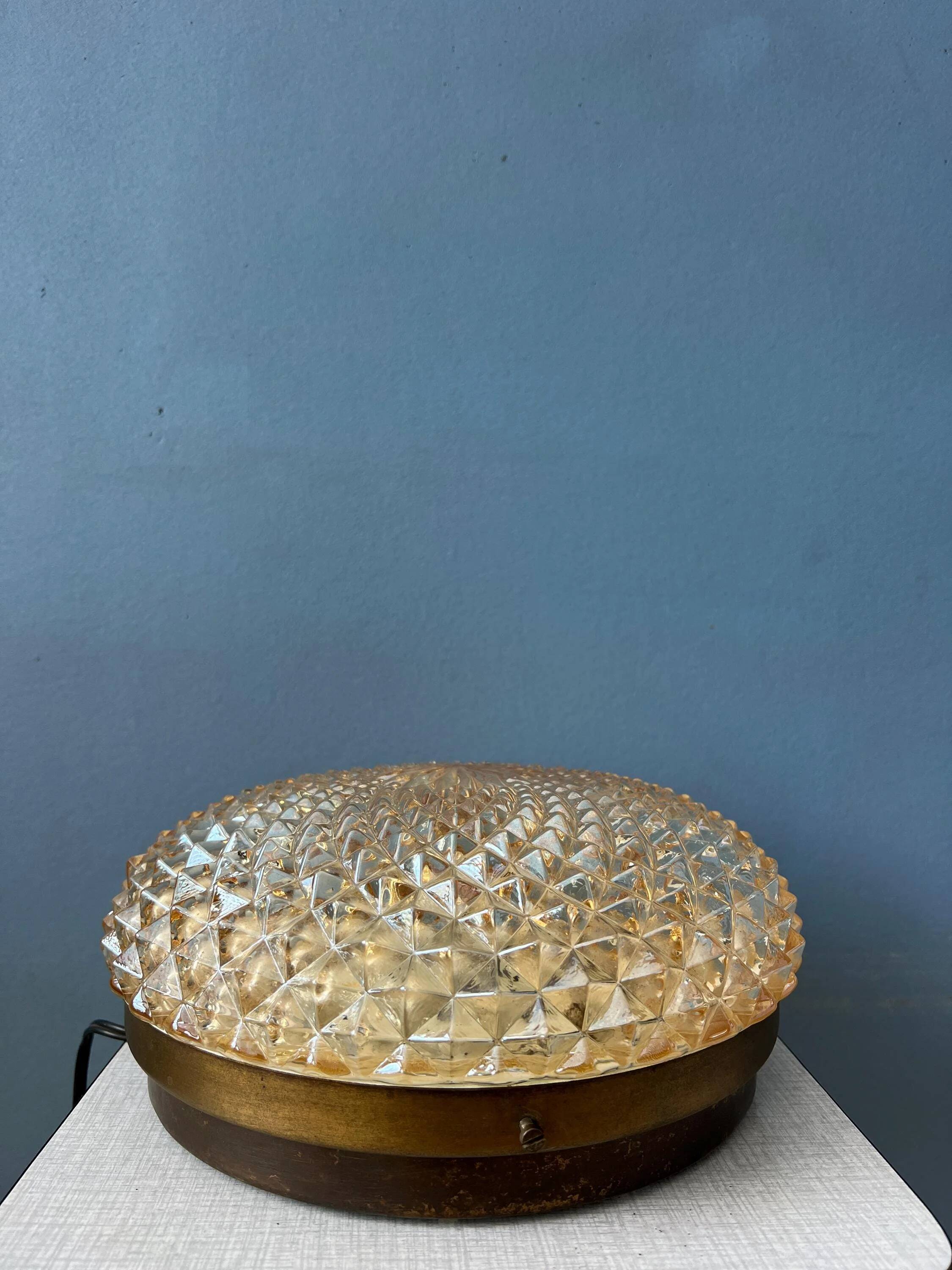Plafonnier encastré Mid-Century en verre cristal