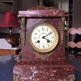 Napoleon III pink marble chimney clock
