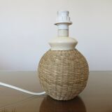 Lamp in rattan and ceramic 70s