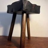 Tabouret bois Brutaliste tripode