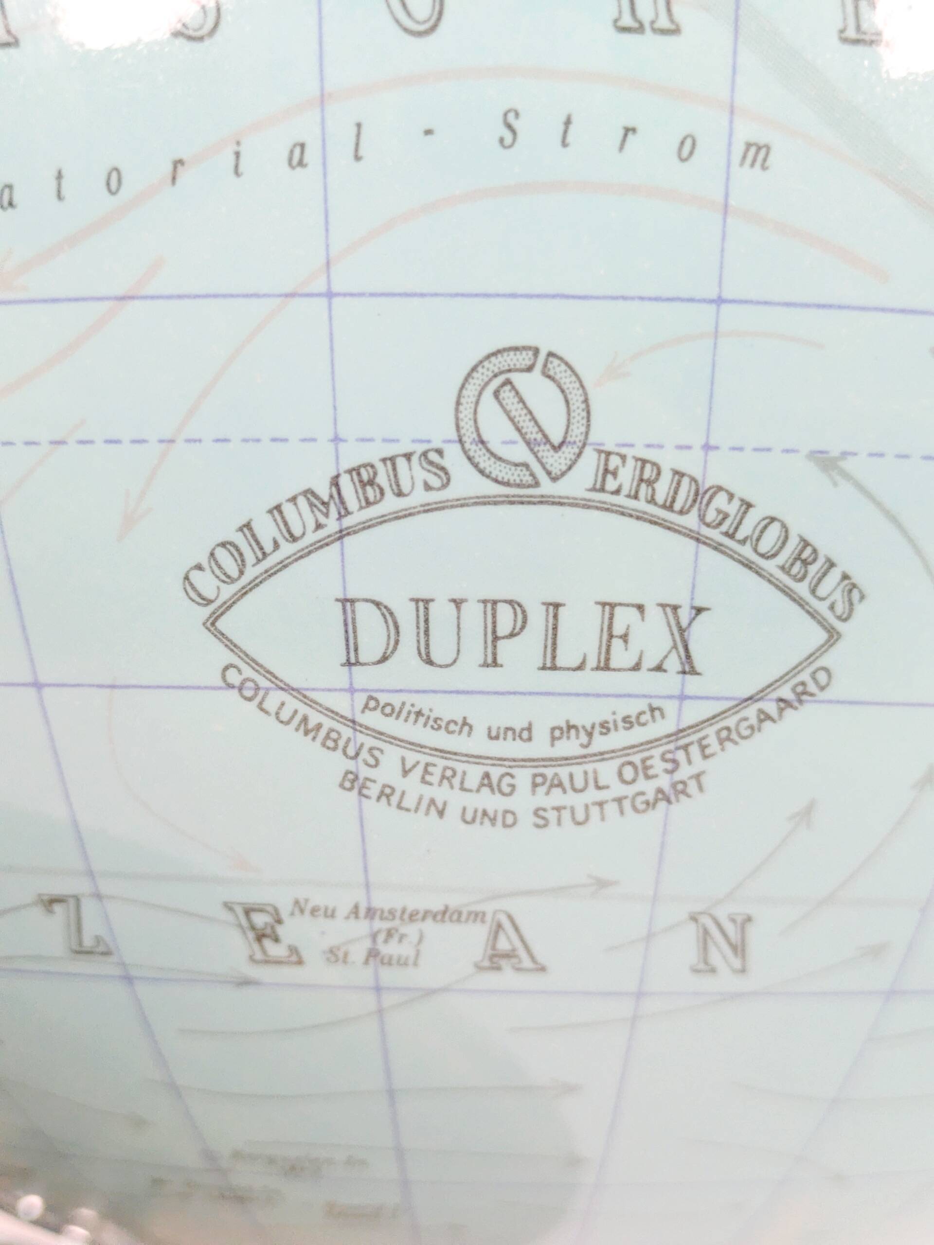 Columbus Duplex illuminated globe on a wooden base, 1980s