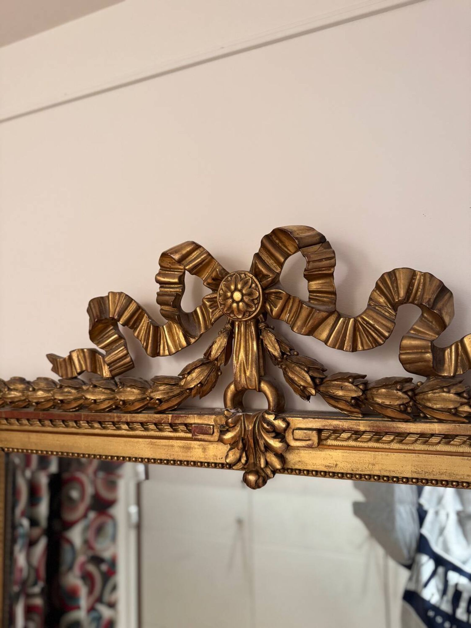 Large antique gilded carved wooden mirror – early 20th century