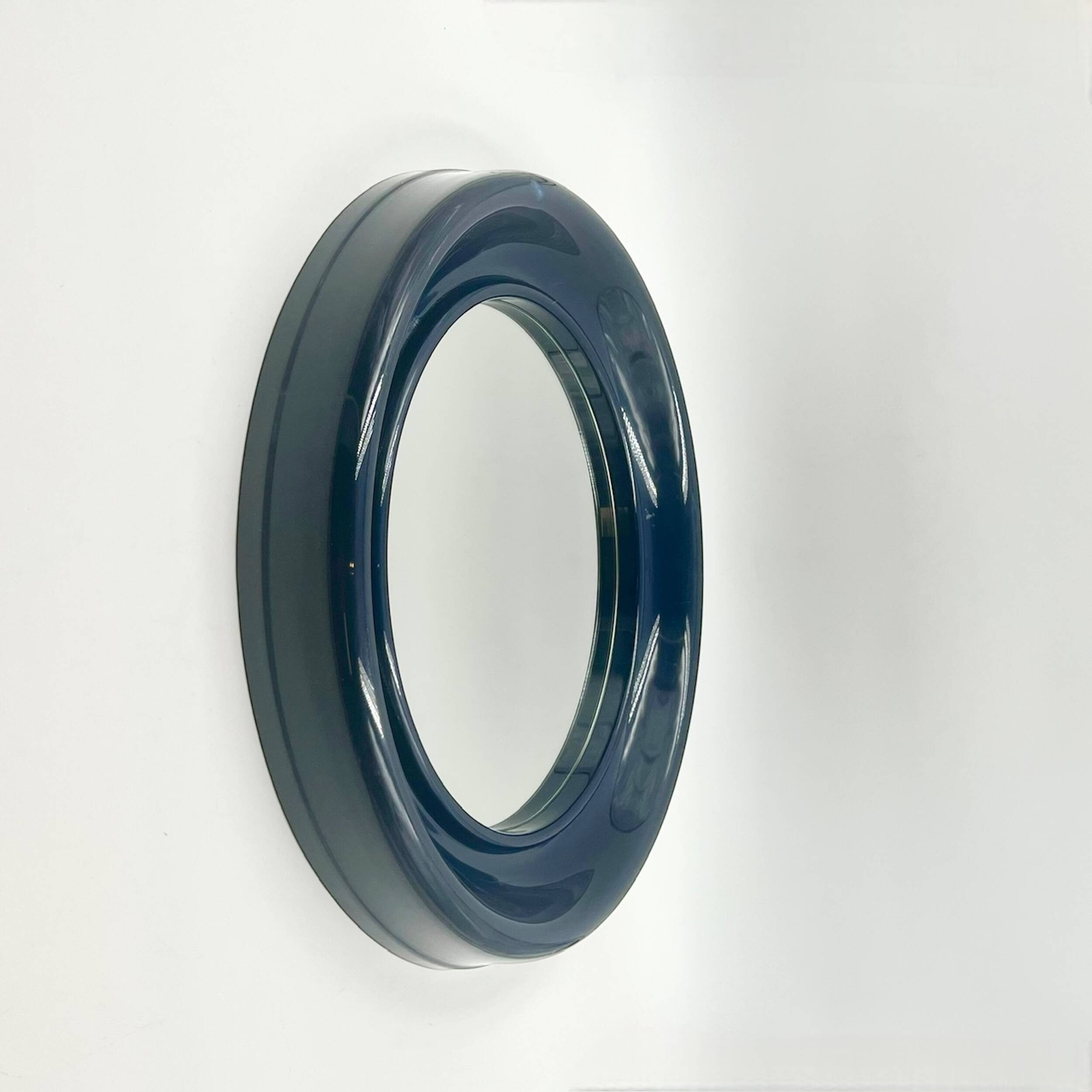 Vintage Wall Mirror with Bold Blue Plastic Frame, 1960s
