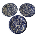 Trio of Moroccan glazed earthenware bowls