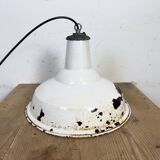 Industrial British White Enamel Factory Pendant Lamp from Benjamin, 1960s