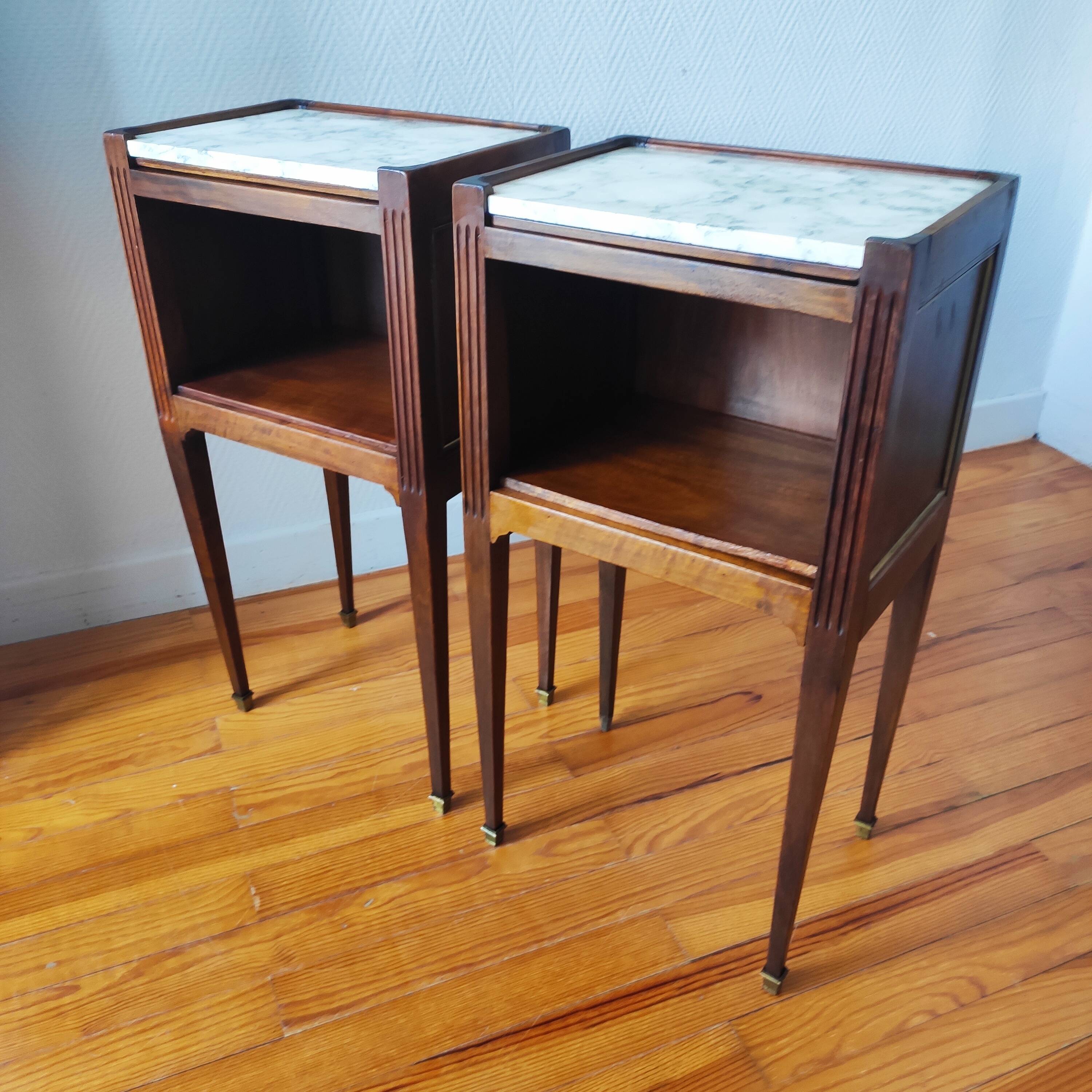 Antique pair of Directoire style bedside tables