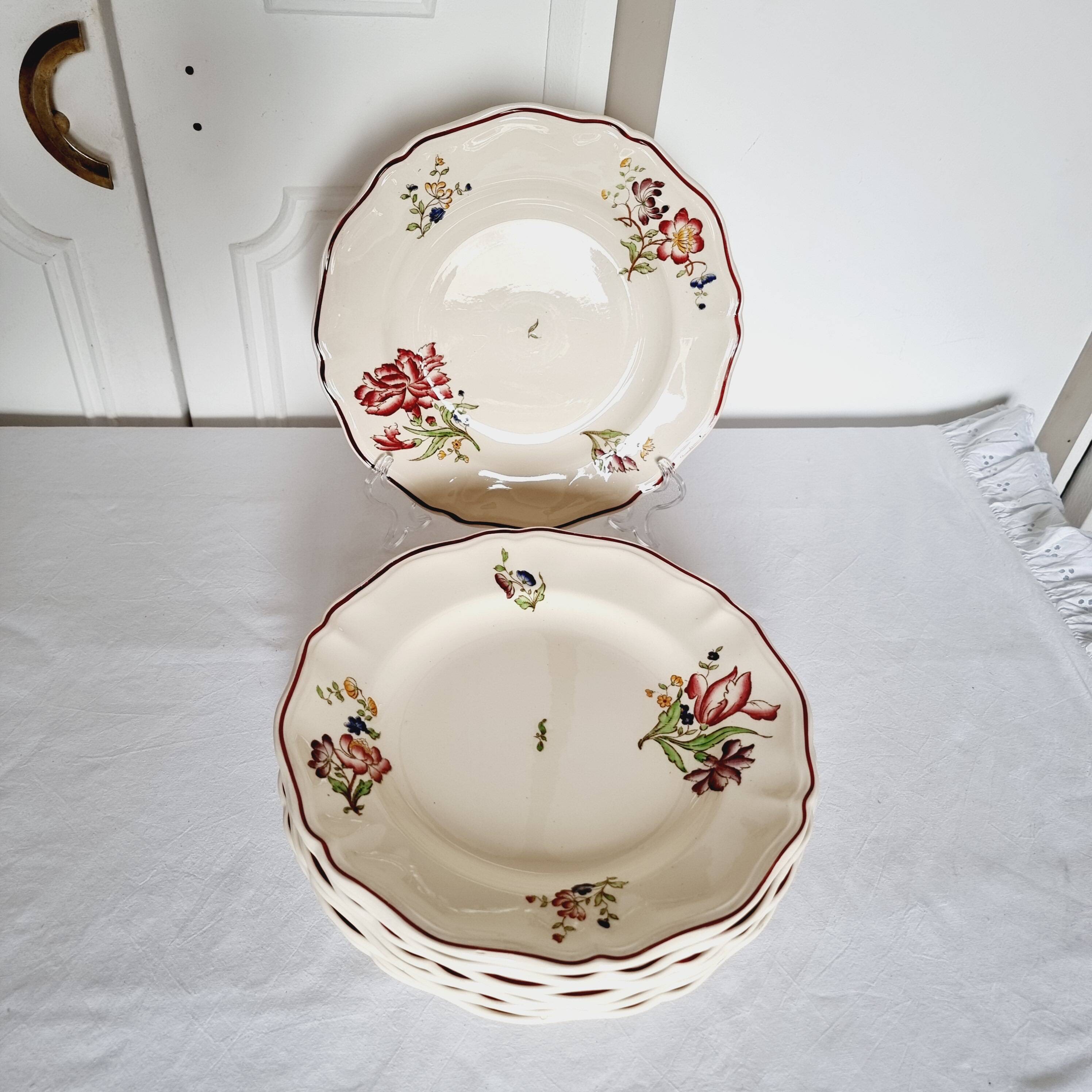 9 Terre de Fer Sarreguemines Flat Plates Rare Model from the Strasbourg Series
