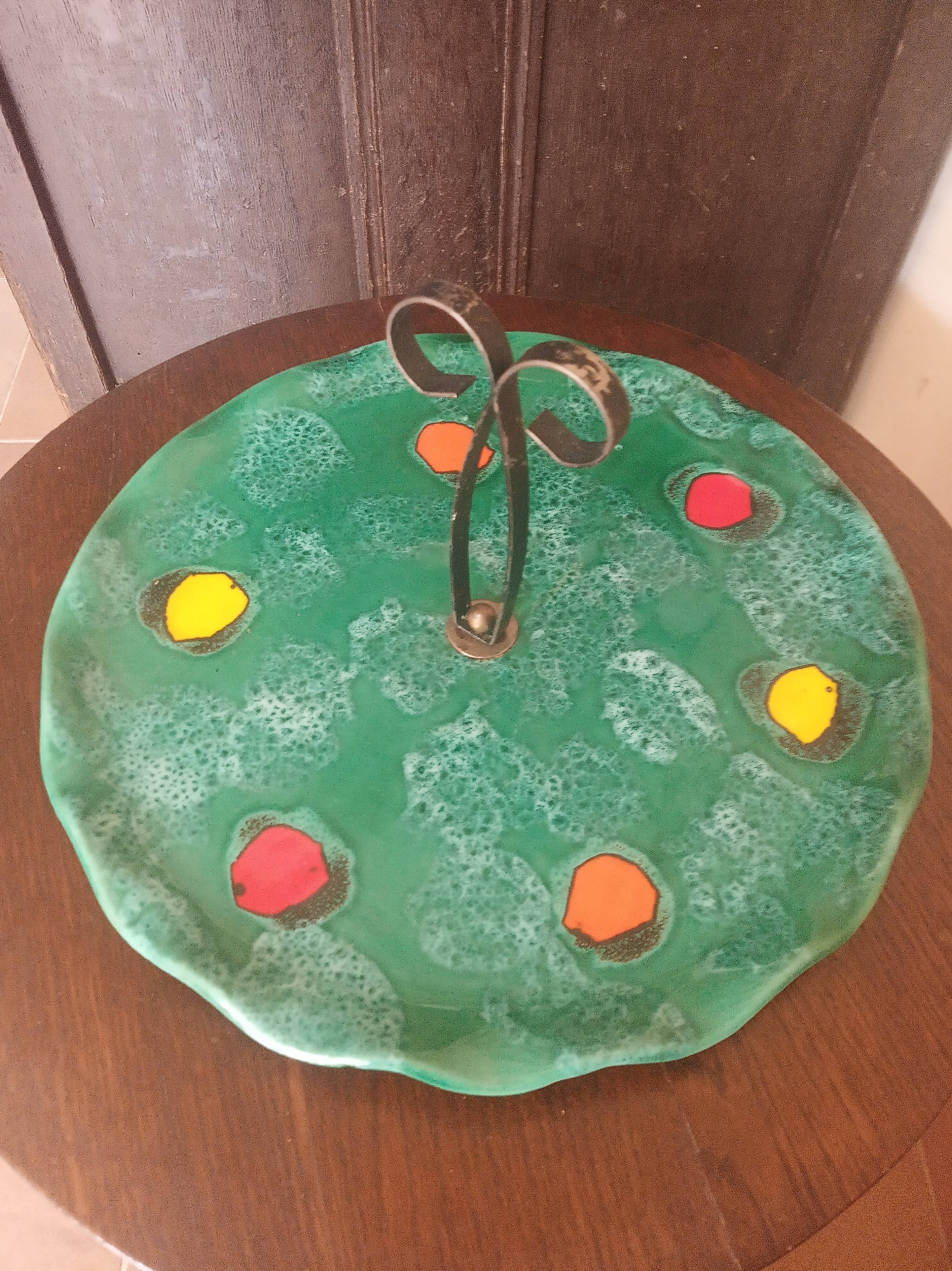 Vintage ceramic cheese platter France Poët Laval