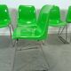 Set groene kunststof chromen buisframe stoelen Helmut Starke Zweden