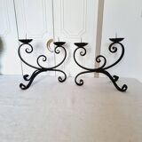 Elegant pair of vintage wrought iron candlesticks or candle holders from the 50s/60s