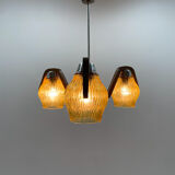 Mid-century Wood & Glass Chandelier by Dřevo Humpolec, 1960's