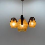 Mid-century Wood & Glass Chandelier by Dřevo Humpolec, 1960's