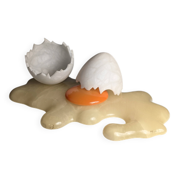 Broken egg alabaster sculpture lamp by Marco Ricciardi, Italy, 1980s
