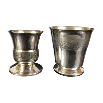 Set of 2 timpani silver cups necklace minerva