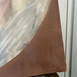 Tableau peinture huile toile portrait femme robe dentelle xixème 19ème merl