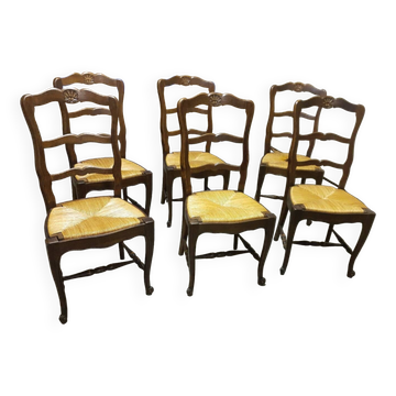 Chaises Regence en chêne pailleés
