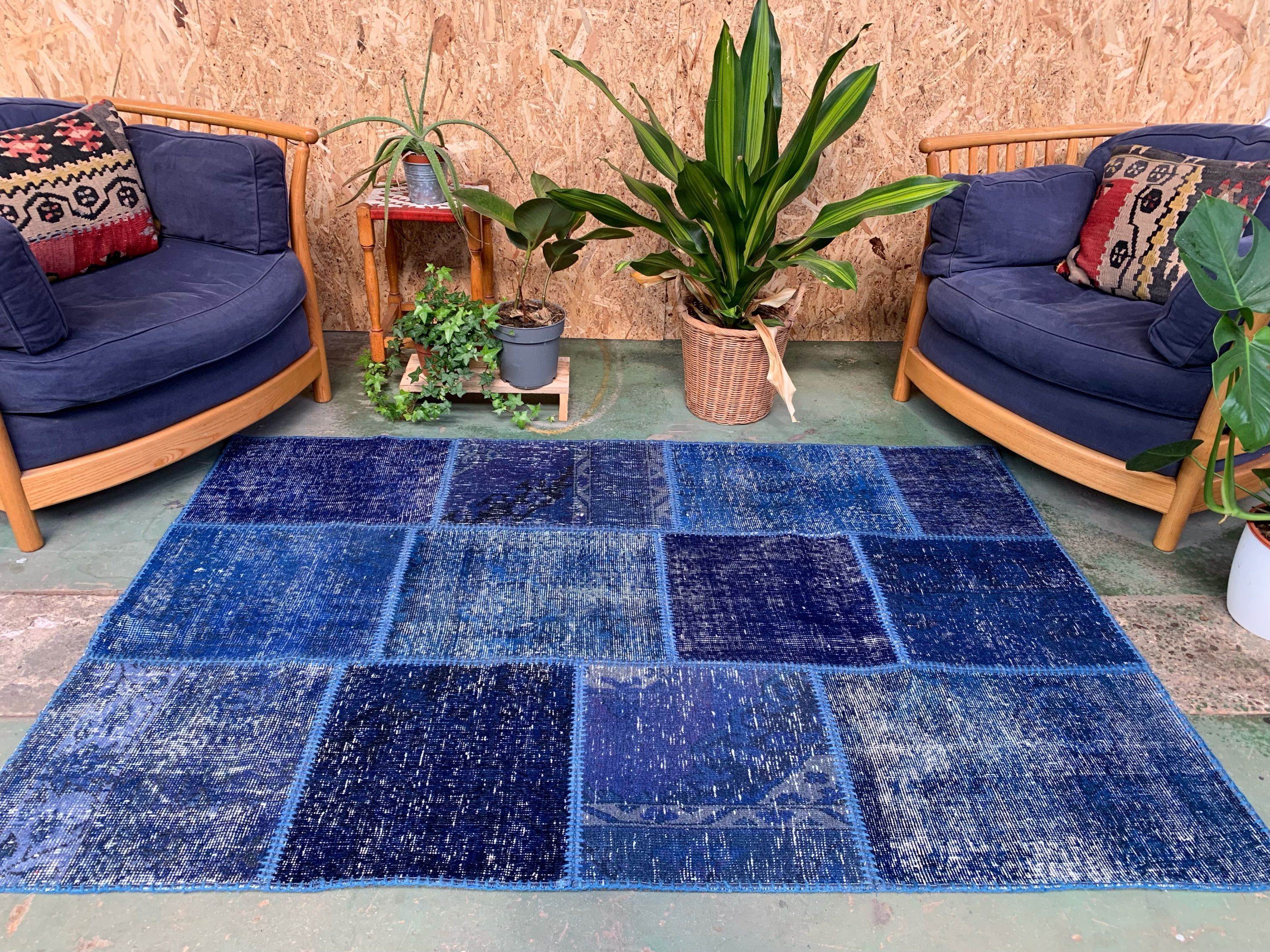 Distressed turkish patchwork rug 183x123 cm