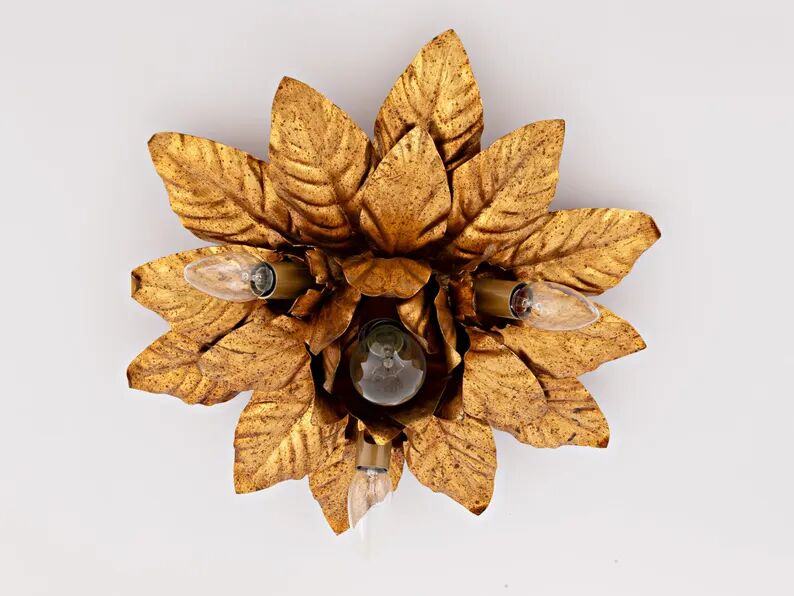 Plafonnier fleuri vintage italien à 4 lumières