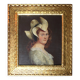 19th Mid-Century Modern Portrait Painting of Young Lady in Hat