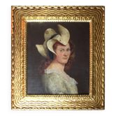 Portrait moderne du milieu du XIXe siècle représentant une jeune femme au chapeau