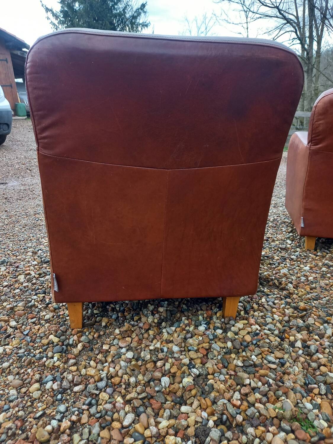 Pair of leather club chairs
