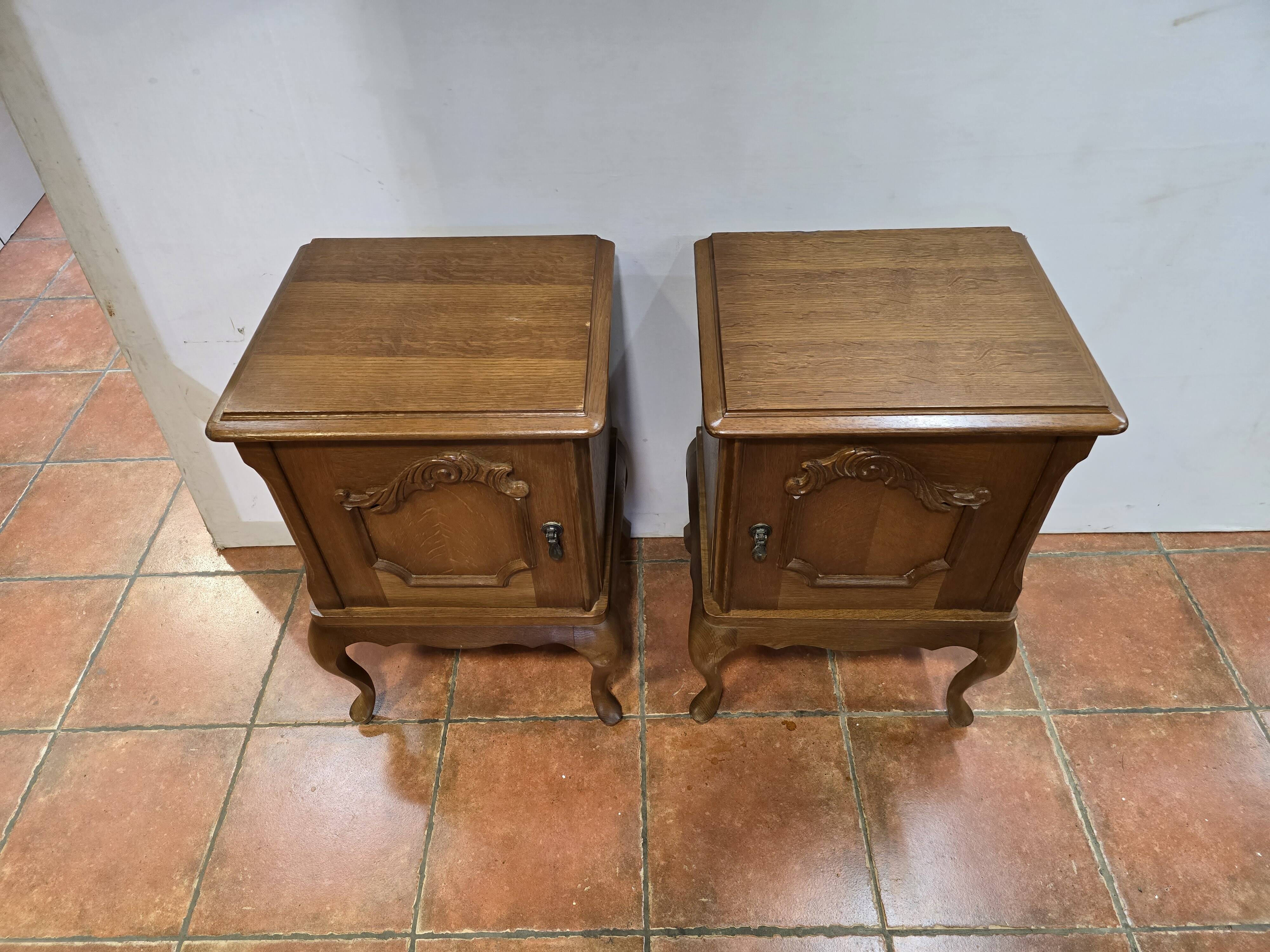 Pair of vintage 1960s oak bedside tables