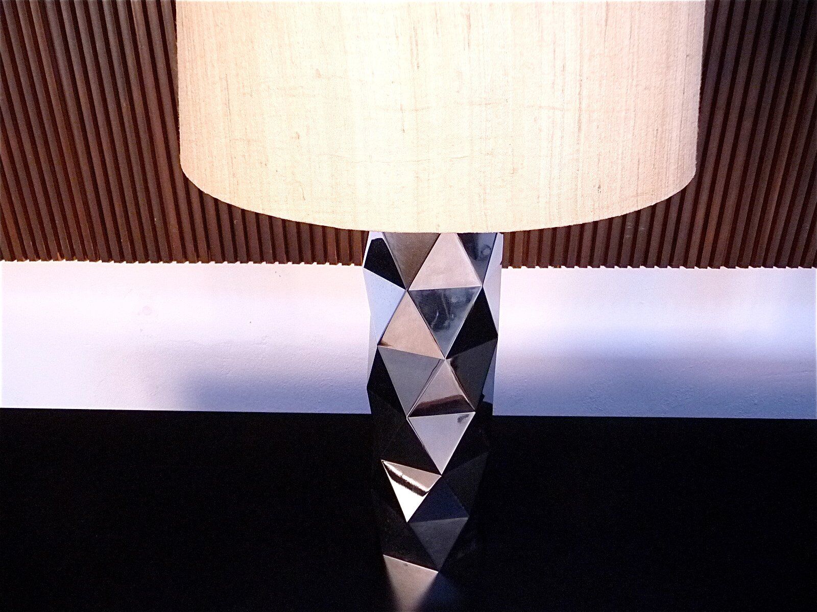 Sculptural Italian chromed metal table lamps, 1960s, Set of 2