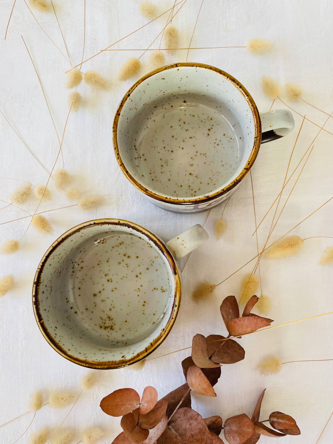Duo de tasses grès vintage « Toi & Moi »