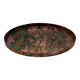 Round patinated copper platter, textured finish